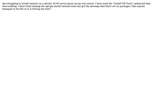 Ubuntu server 10.04 ESXi 4 VMTools install? смотреть онлайн