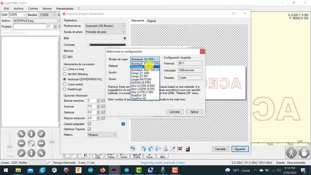 QUEMADORA LASER SOFWARE TUTORIAL LASER GRBL смотреть онлайн