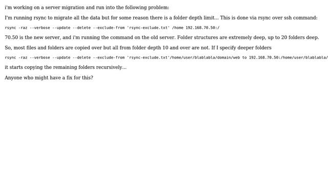 DevOps & SysAdmins: Rsync over ssh folder depth limit? смотреть онлайн