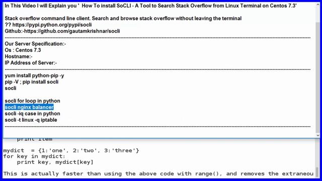How To install SoCLI - A Tool To Search Stack Overflow from Linux Terminal on Centos 7 смотреть онлайн