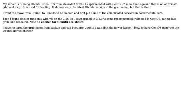 Unix & Linux: No entries for Ubuntu after executing update-grub on CentOS смотреть онлайн