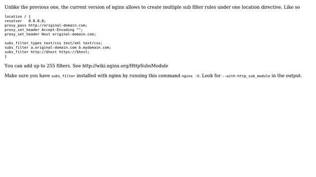 DevOps & SysAdmins: multiple sub_filter rules for a reverse proxy on nginx? (4 Solutions!!) смотреть онлайн