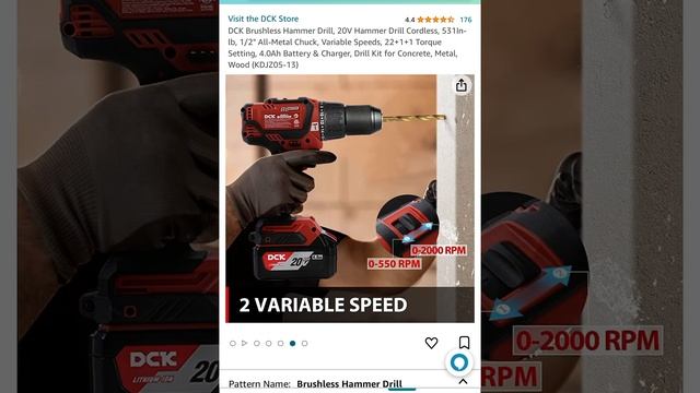 47 % off DCK Brushless Hammer Drill, 20V Hammer Drill Cordless, 531In-lb, 1/2" All-Metal Chuck смотреть онлайн
