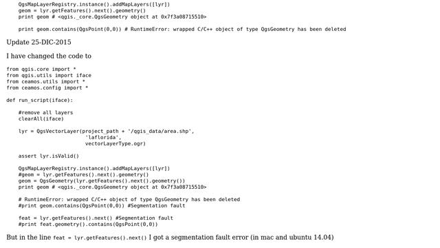 wrapped C/C++ object of type QgsGeometry has been deleted ubuntu and mac and segmentation fault смотреть онлайн