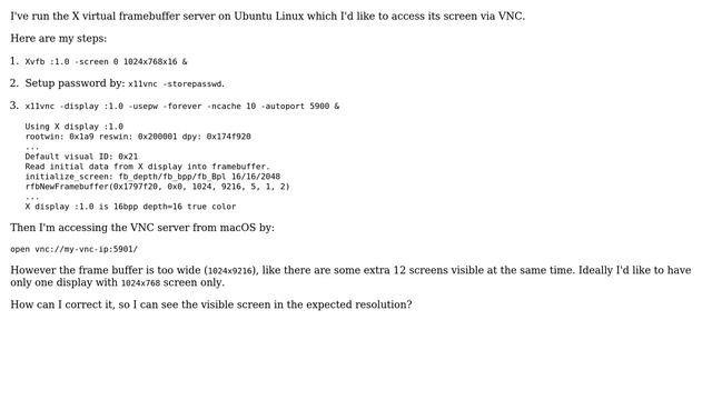 Unix & Linux: X virtual framebuffer screen is 1024x9216 instead of 1024x768 смотреть онлайн