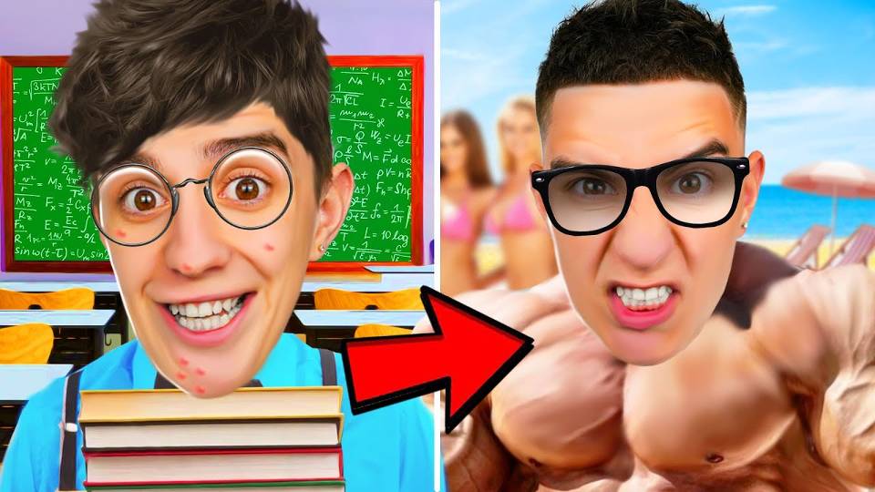 ОТ БОТАНИКА ДО МАЧО ЗА 24 ЧАСА ЧЕЛЛЕНДЖ! *НАЧАЛ НРАВИТСЯ ДЕВОЧКАМ* смотреть онлайн