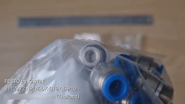 FESTO 8112972 NPQE-DK-G18-Q6-P10 Push-in Fitting ข้อต่อตรงเกลียว G1/8 6มม เฟสโต้ ทองเหลืองชุบนิกเกิ