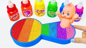 Любимые мультики АСМР для самых маленьких. Пупс и ванна из слайма. Игрушки развивающие.