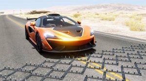 Массовые автомобильные аварии с шипами на полосе #116 – BeamNG Drive