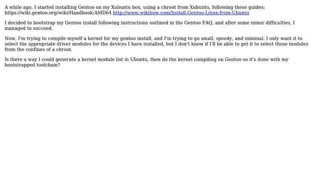 Unix & Linux: Compiling a kernel for Gentoo with my module list from Xubuntu (2 Solutions!!) смотреть онлайн