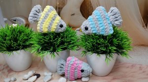 Как связать рыбу крючком?! Брелок из плюшевой пряжи! Виктория Вяжет.