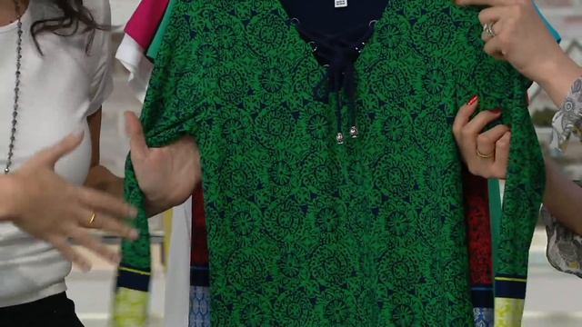 Susan Graver Printed Liquid Knit Dress With Lacing On QVC