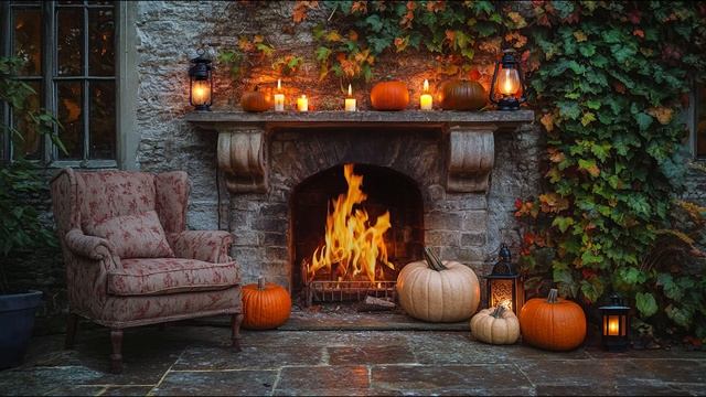 Fall Fireplace Ambience  Cozy & Warm Fireplace Sounds For Tranquility And Relaxa