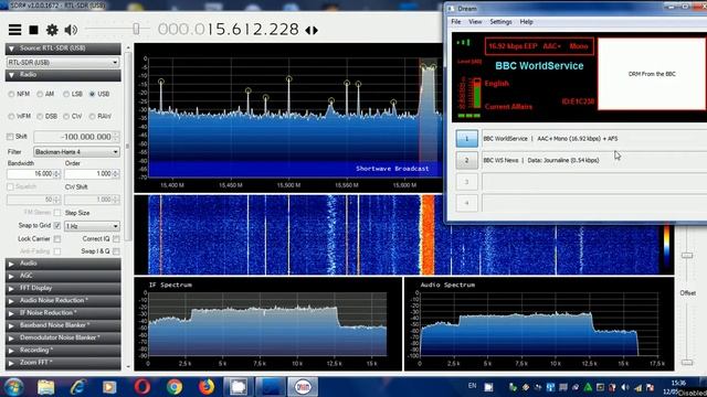 DRM (Digital Radio Mondiale) BBC World Service Freq 15.612 Mhz смотреть онлайн
