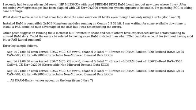 /var/log/messages showing lots of CE Err=0x2000 even on unused banks (slots) (2 Solutions!!) смотреть онлайн