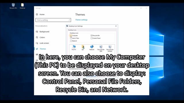 HOW TO DISPLAY MY COMPUTER WINDOWS 10 – PERSONAL FOLDER, RECYCLE BIN, CONTROL PANEL, NETWORK смотреть онлайн