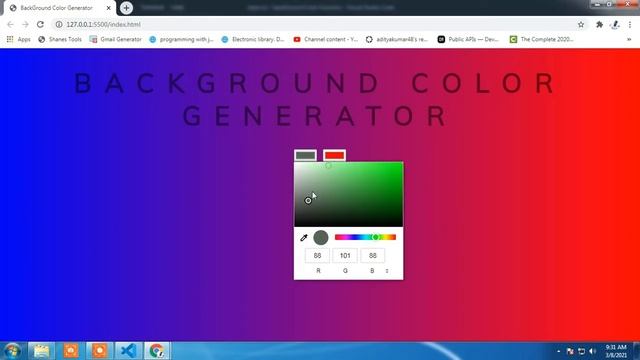 BackGround Color Generator || Using Html , CSS , And JavaScript || Just Few Lines Of Code || 2021