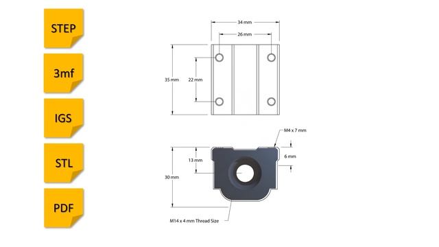 Platform Ball Nut, M14 x 4mm Thread, 35mm Long for Ball Screw смотреть онлайн