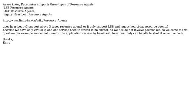 DevOps & SysAdmins: Does heartbeat v3 support same resource agent types of pacemaker? смотреть онлайн