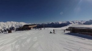 Спуск на лыжах. Архыз 08.03.2022, северный склон, черная седьмая, красная тринадцатая трасса