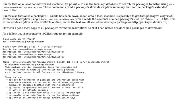 Unix & Linux: Getting a local copy of Debian's extended package descriptions смотреть онлайн