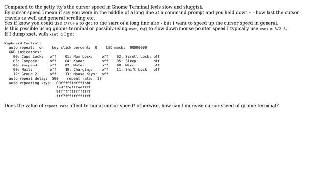 How can I increase the speed of the cursor in Gnome terminal? смотреть онлайн