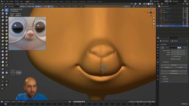13. Multires modifier and detailing the head смотреть онлайн