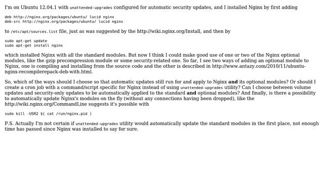 Ubuntu: Nginx and automatic updates смотреть онлайн