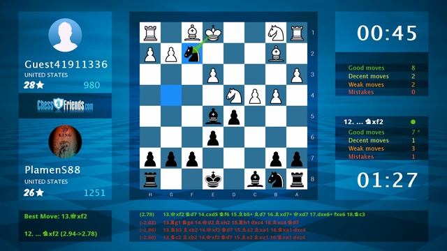 Chess Game Analysis: Guest41911336 - PlamenS88 : 0-1 (By ChessFriends.com) смотреть онлайн