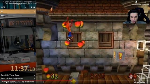 Как пройти игру [Crash Bandicoot: Warped] в категории [Any%] за 21:12 → WR SpeedRun #1