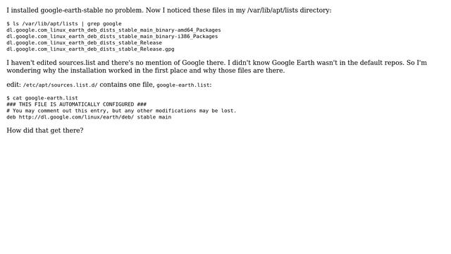 Ubuntu: How did Google's repositories get in my /var/lib/apt/lists? смотреть онлайн