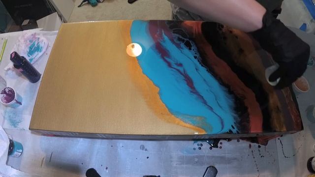 Resin Art Pouring on Canvas - Unique effects with Compressor and Heat Gun смотреть онлайн