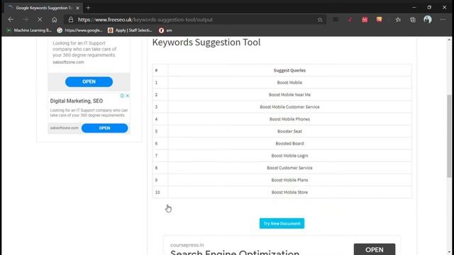 Google Keywords Suggestion Tool | Free SEO Tools