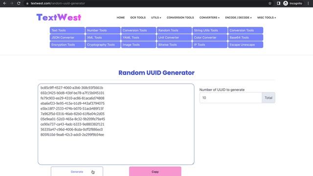 Random UUID Generator Online | Free Text Tools Generator смотреть онлайн