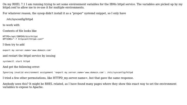 DevOps & SysAdmins: How to set environment variables in /etc/sysconfig/httpd in RHEL 7.1? смотреть онлайн