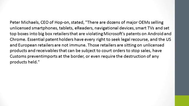 Hop-on Negotiations With OEMs Boosted by Chinese Recognition of Android Patents смотреть онлайн
