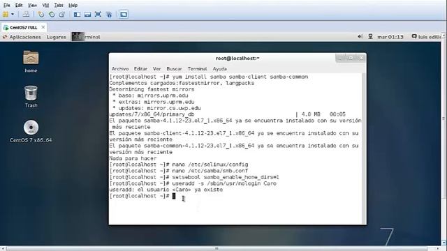 Configuración de samba como grupo de trabajo Centos 7 смотреть онлайн