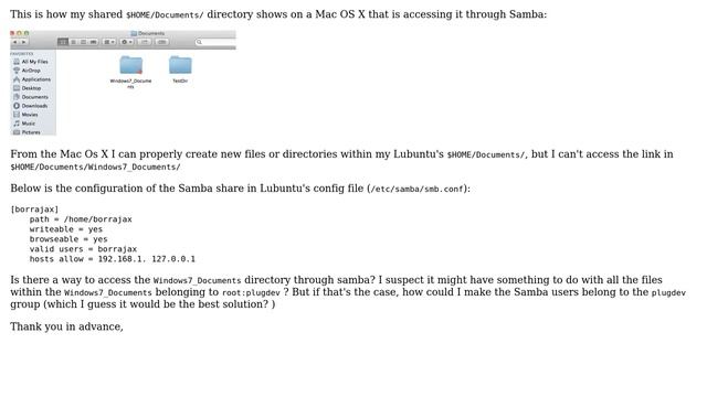 Access through samba to link to different filesystem in shared directory (permission error) смотреть онлайн