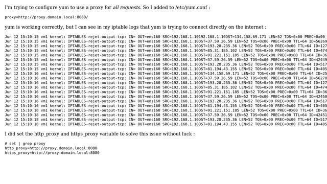 Unix & Linux: CentOS 7 - yum not using proxy for all requests смотреть онлайн