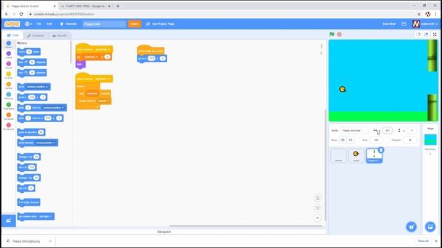 How to Make a Flappy Bird Game in Scratch! (Part 2) Pipe Movement смотреть онлайн