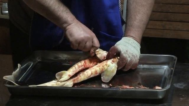 Осетрина. Потрошение осетра. Как разделать осетра смотреть онлайн