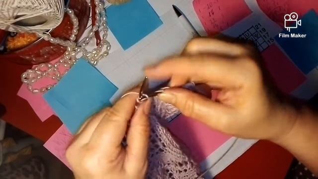 Ажурное платье Макси спицами часть 12. Делаем убавки для проймы смотреть онлайн