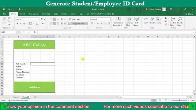 Student & Employee ID Card Generator | M.S. Excel | V Vastava смотреть онлайн
