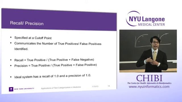 NYU CHIBI Dr Aphinyanaphongs: Applications of Text Categorization in Medicine  2013 01 15