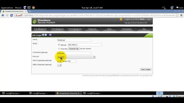 OpenVAS adding Target for scan смотреть онлайн