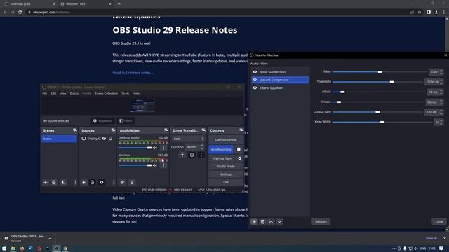 OBS Studio 29 2 Audio Filter Baru Upward Compressor dan 3 band EQualiser смотреть онлайн