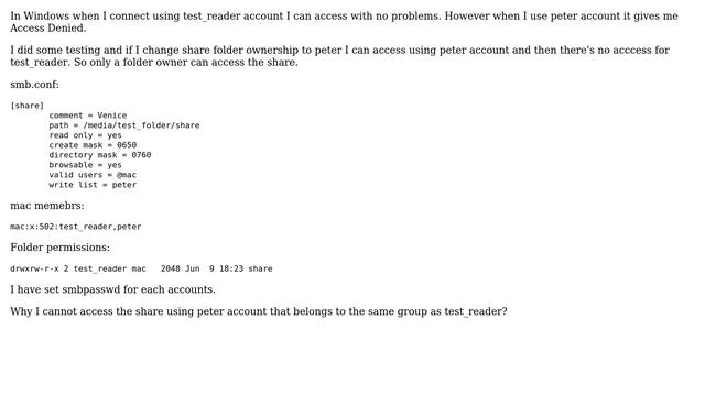 Unix & Linux: Linux based SMB share: can access only using owner account from Windows смотреть онлайн