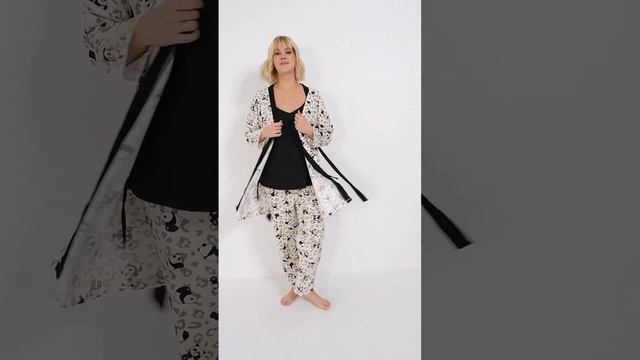 Плюс сайз пижама со штанами и халатом артикул на WB 189255794 смотреть онлайн