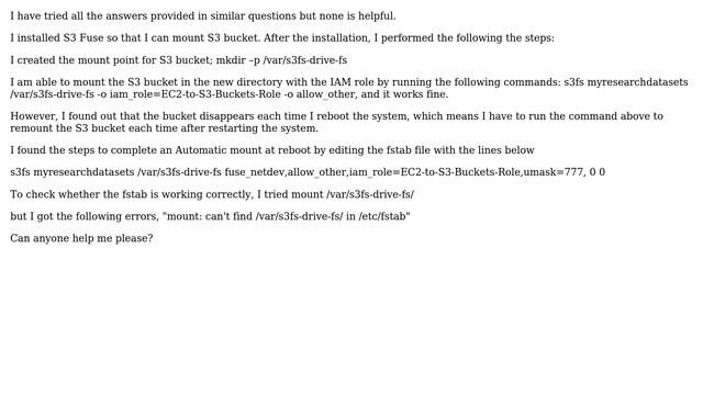 Automatically mounting S3 bucket using s3fs on Amazon CentOS смотреть онлайн