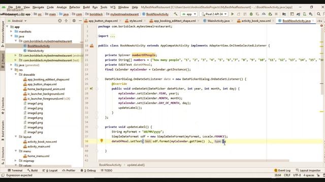 tutorial android restaurant application step by step book now activity and layout 3 смотреть онлайн